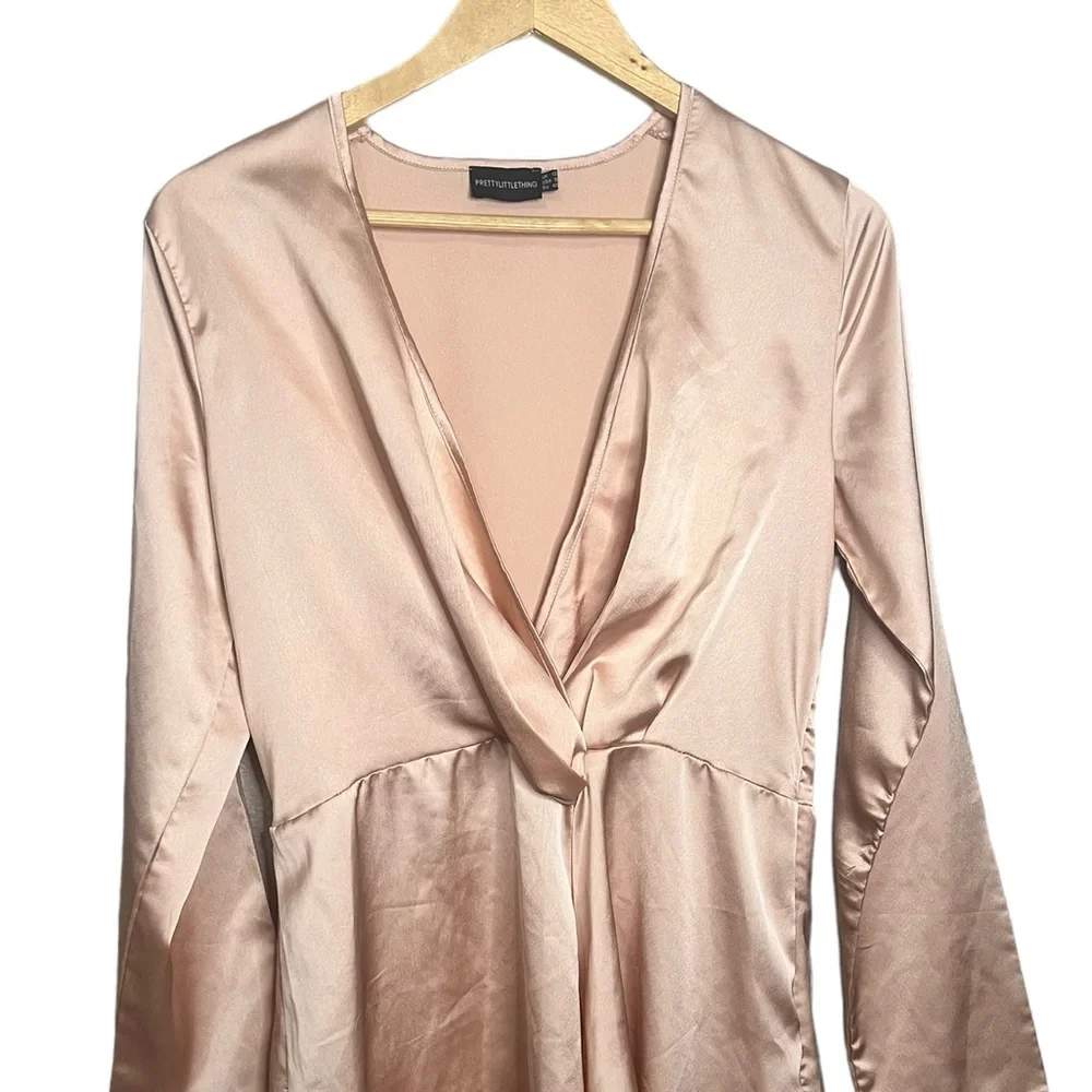 PrettyLittleThing Satin Blush Dress - Picture 6 of 7